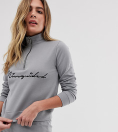 Топ с высоким воротом на молнии и шорты серого цвета в стиле casual Missguided - Серый