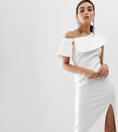 Белое платье миди с разрезом сбоку River Island - Кремовый