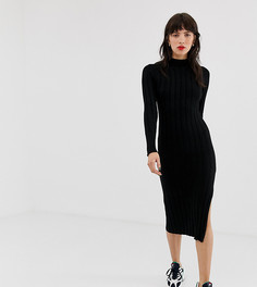 Черное облегающее вязаное платье с высоким воротом River Island - Черный