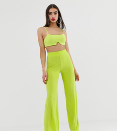 Неоново-лаймовые брюки с широкими штанинами Missguided - Зеленый
