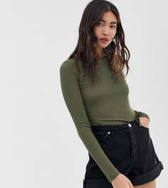 Лонгслив цвета хаки Monki - Зеленый
