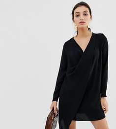 Черное свободное платье с асимметричным краем River Island - Черный