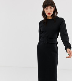 Черное свободное платье с поясом River Island - Черный