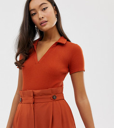Боди цвета ржавчины с воротником Miss Selfridge - Красный