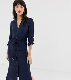 Темно-синее платье-рубашка в стиле милитари River Island - Темно-синий