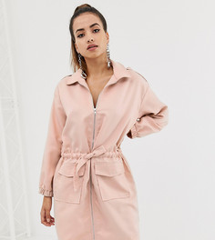 Розовое платье-рубашка в стиле oversize с молнией Missguided - Розовый