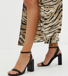 Черные босоножки из полиуретана на блочном каблуке New Look - Черный