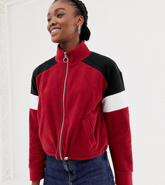 Бордовый флисовый топ в стиле колор блок New Look - Красный