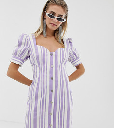 Платье в полоску с пуговицами Reclaimed vintage inspired - Белый