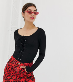 Черный топ с решетчатой отделкой New Look - Черный