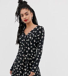 Свободное платье на пуговицах с цветочным принтом New Look - Черный