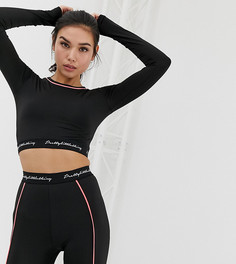 Черный спортивный топ с логотипом PrettyLittleThing - Черный
