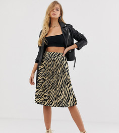Юбка миди с плиссировкой и тигровым принтом Boohoo - Мульти