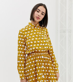 Желтая свободная блузка с принтом овец Monki - Желтый