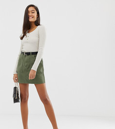 Мини-юбка цвета хаки в стиле милитари с карманами Miss Selfridge - Зеленый