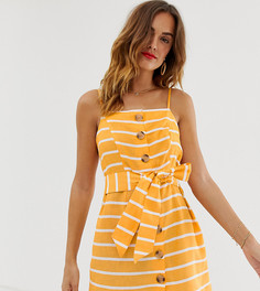 Оранжевое пляжное платье в полоску на пуговицах River Island - Мульти