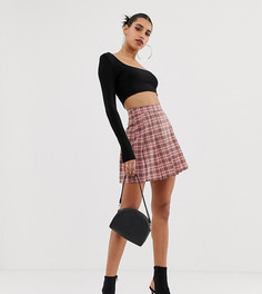 Розовая плиссированная мини-юбка в клетку Boohoo - Мульти