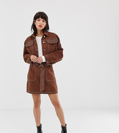 Коричневая мини-юбка с контрастной строчкой River Island - Коричневый