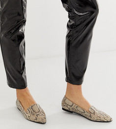 Туфли на плоской подошве с острым носком и змеиным принтом River Island - Серый