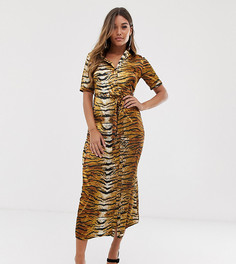 Платье-рубашка миди с тигровым принтом Missguided - Мульти