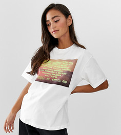 Белая футболка с принтом с надписью Pull&Bear - Белый
