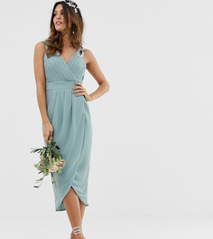 Эксклюзивное платье миди с запахом TFNC - Зеленый