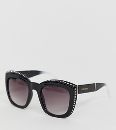 Черные большие солнцезащитные очки со стразами River Island - Черный