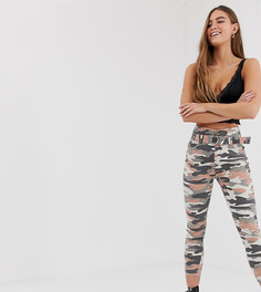 Брюки с камуфляжным принтом Bershka - Бежевый