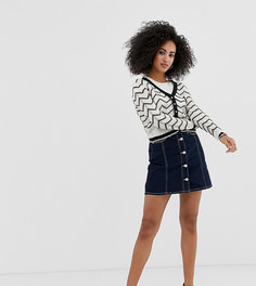 Джинсовая мини-юбка с контрастными строчками River Island - Темно-синий