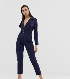 Темно-синий комбинезон в стиле милитари с поясом Missguided - Синий