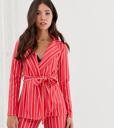 Розовый пиджак в полоску с поясом Missguided - Мульти