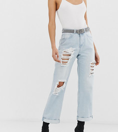 Светлые рваные джинсы бойфренда Missguided - Синий