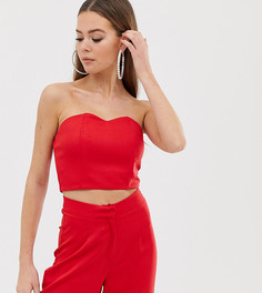 Красный укороченный топ-бандо с вырезом сердечком Missguided - Красный