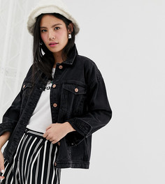 Черная джинсовая oversize-куртка из органического хлопка Monki - Черный