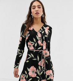 Чайное платье с цветочным принтом River Island - Черный
