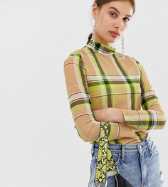 Сетчатый лонгслив в яркую клетку River Island - Желтый
