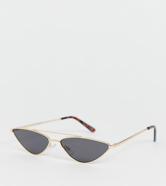 Черные узкие солнцезащитные очки кошачий глаз River Island - Серебряный