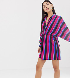 Платье-рубашка в разноцветную полоску с рукавами летучая мышь Boohoo - Мульти