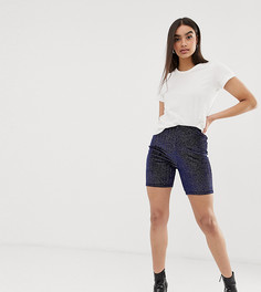 Темно-синие бархатные шорты-леггинсы Missguided - Синий
