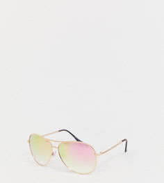 Солнцезащитные очки-авиаторы цвета розового золота с розовыми стеклами River Island - Медный