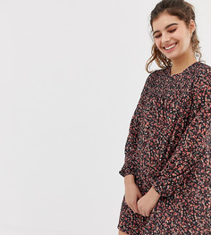 Присборенное платье с мелким цветочным принтом Pull&Bear - Черный