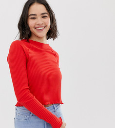 Красный лонгслив в рубчик Pull&Bear - Красный