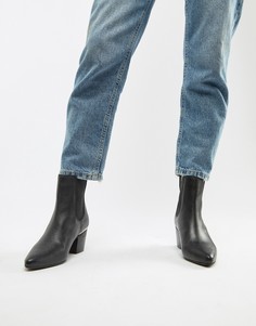 Черные кожаные полусапожки на среднем каблуке Accessorize - Черный