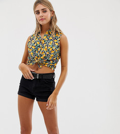 Черные классические шорты с отворотами Bershka - Черный