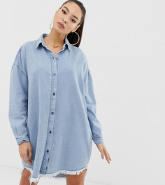 Синее джинсовое платье-рубашка свободного кроя Missguided - Синий