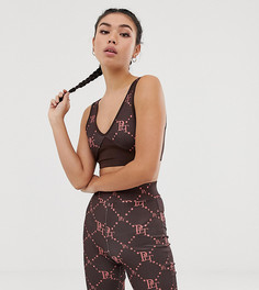 Спортивный бюстгальтер с принтом в виде монограммы PrettyLittleThing - Черный
