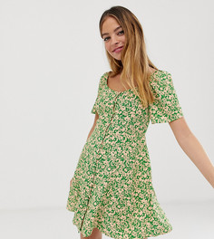 Зеленое платье на пуговицах с квадратным вырезом New Look Petite - Зеленый