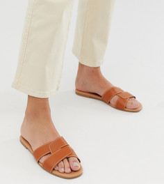 Светло-коричневые сандалии с перекрестными ремешками New Look - Рыжий