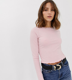 Светло-розовый лонгслив с волнистым краем New Look - Розовый