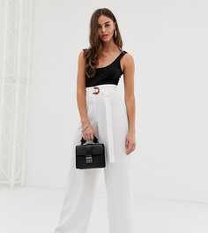 Белые широкие брюки с черепаховой пряжкой на поясе PrettyLittleThing - Мульти